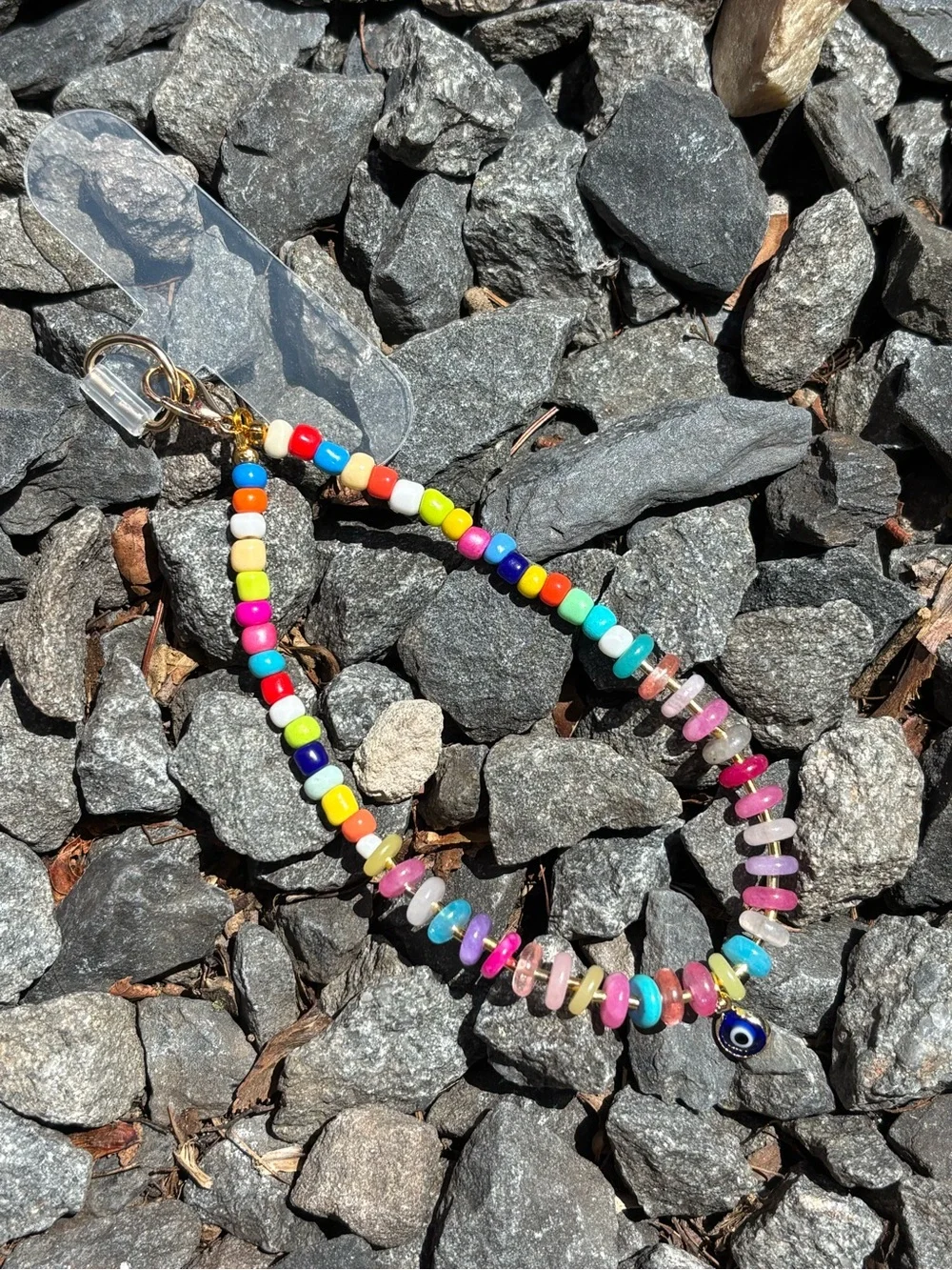 🧿 Colorful PhoneCharm Beaded Phone charm/strap with Evil Eye Charm. Handmade